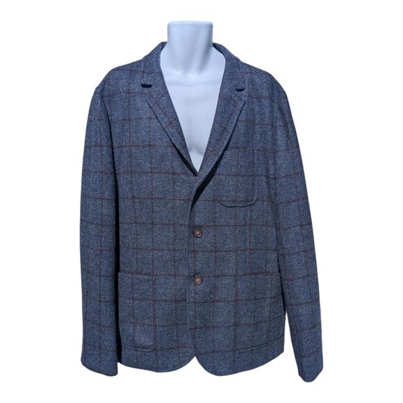 Tommy Hilfiger Moon England Tweed Wool Blazer Jacket Blue Men's Size 48 Academia - Picture 2 of 12